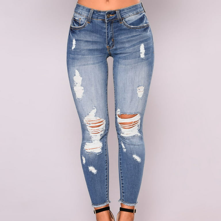  CELLEBII Jeans for Women - Ripped Cat Scratch Skinny