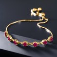 thumbnail image 4 of Gem Stone King 2.80 Ct Round Red Created Ruby 18K Yellow Gold Plated Silver Bracelet for Women, 4 of 5