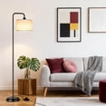 thumbnail image 4 of DAYBETTER Floor Lamp for Living Room, Tall Standing Lamp with 3 Color Temperatures, 850 Lumens LED Bulb, Foot Switch, Modern Metal Pole with White Shade for Bedroom, Office (Black), 4 of 7