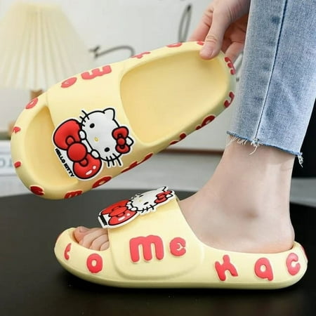 

liaozhi Sanrio Hello Kitty Melody Kuromi Cinnamoroll Pom Purin Cartoon Women Slippers Summer Thick Sole Fashion Anti Slip Girl Slippers