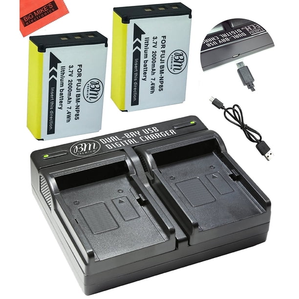 Lot 2 Batteries + Chargeur Compatible Fujifilm FinePix SL1000 SL240 SL260 - NP-85 Rechargeable