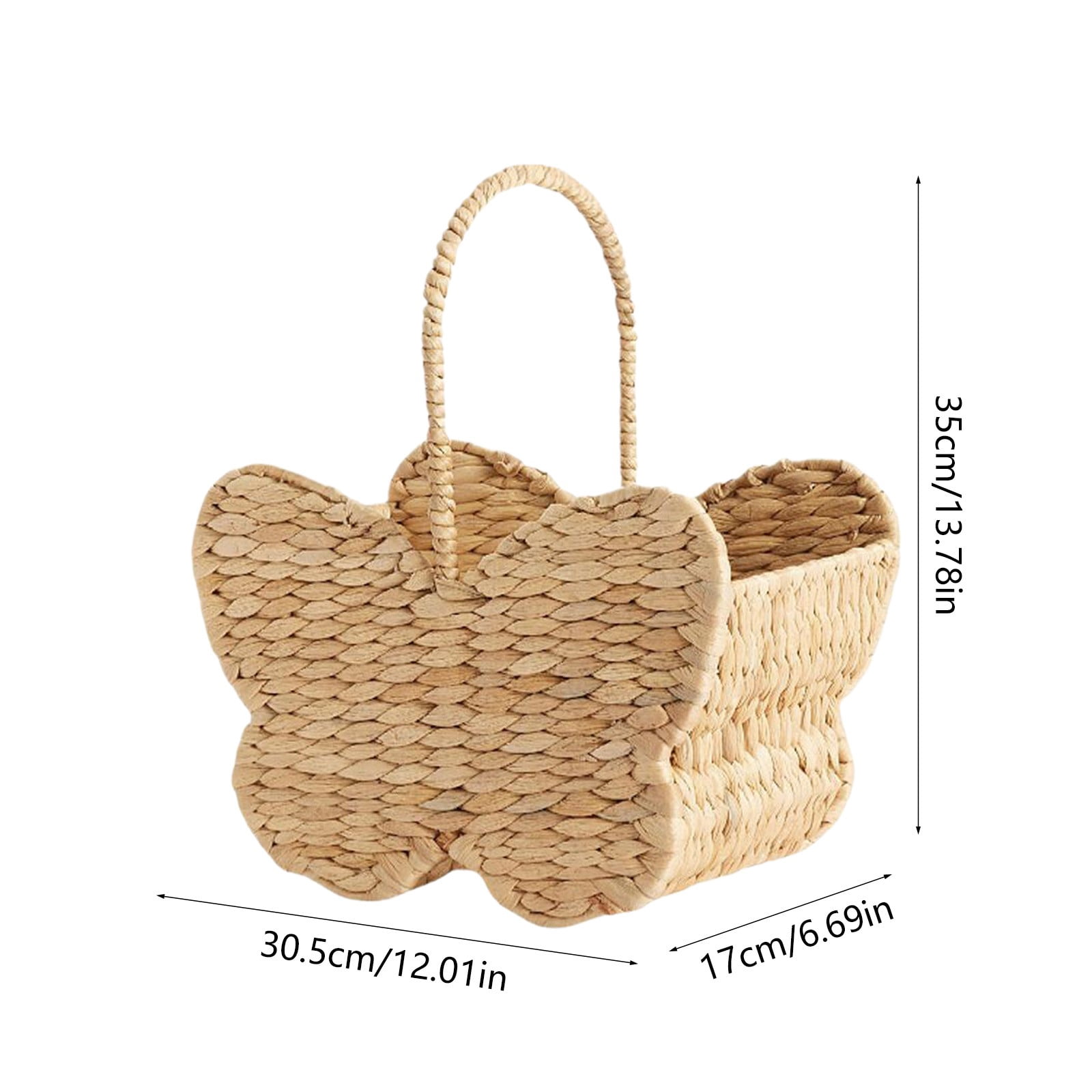 Handmade Woven Flutterby Basket with Sturdy Handle, Premium Straw Storage Gift Basket, Multi-Use Decor for Spring Home Decor, Easter Party, Wedding Table Display and Holiday Gifting