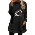 thumbnail image 2 of Baqcunre Women's Sweaters Women Double Fuzzy Baseball Heart Sweatshirt Faux Fleece Zip Pullover Sweaters Sweatshirts Coat Outwear Crewneck Sweatshirts Fall Outfits Women Trendy Black L, 2 of 6