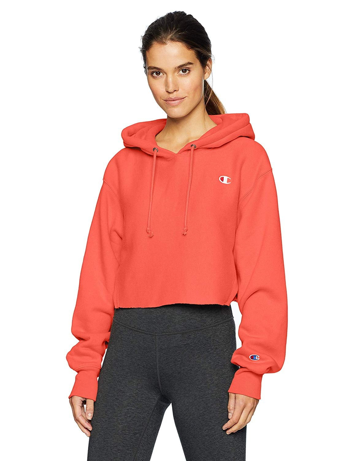 orange cropped champion hoodie