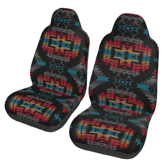 Navajo Print Car Seat Covers for Men Women Southwest Pattern Front Seat Protector Cover Full Set of 2 Pcs Universal Size 2 Piece