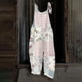thumbnail image 2 of JULMCOMO Cotton Linen Jumpsuits for Women Floral Print Adjustable Strap Baggy Overalls Sleeveless Vintage Casual Jumpsuits Sky Blue M, 2 of 7
