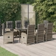 thumbnail image 1 of vidaXL 9 Piece Garden Dining Set with Cushions Black and Grey Poly Rattan, 1 of 5