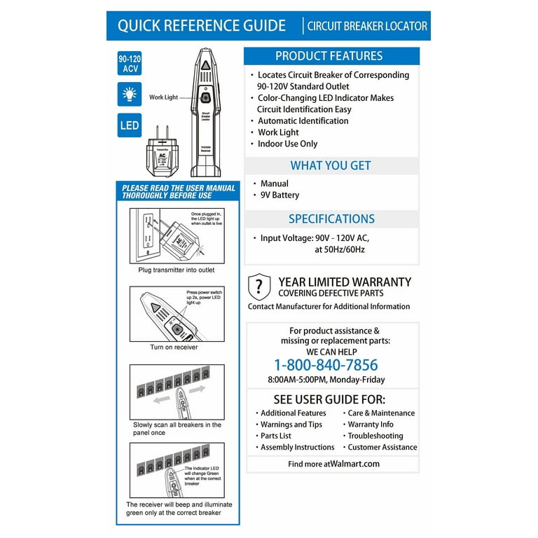 Hyper Tough Circuit Breaker Locator TD35306G, 90-120V outlet, Auto