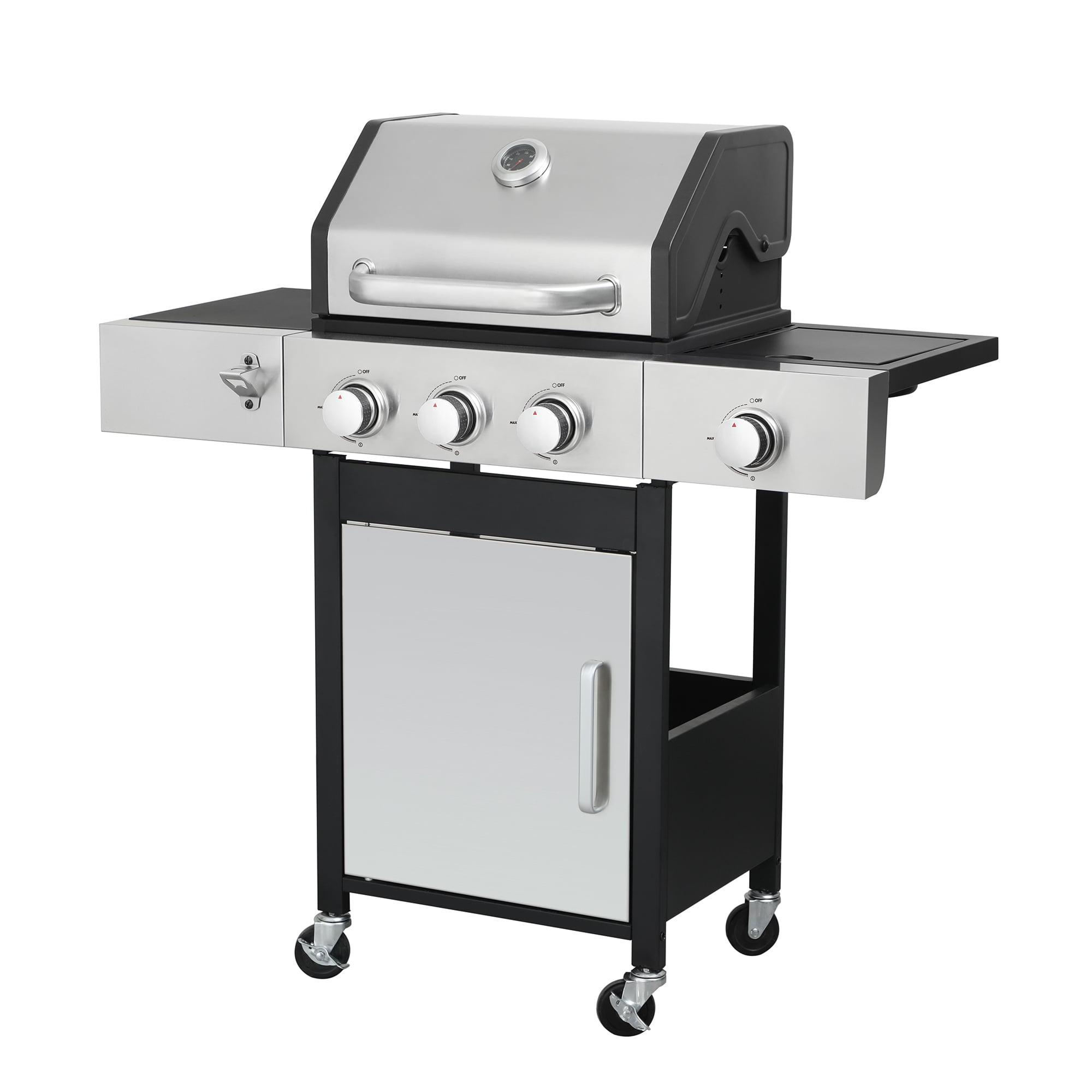 Miniyam 3 Burners BBQ Propane Gas Grill with Side Burner for Outdoor Barbecue, 37230 BTU Output