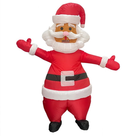 Red Inflatable Santa Claus Inflatable Dress Up Blow Up Santa Claus Costume Cosplay Party Halloween Suit Decoration,Height 59"–74.8",White Belt