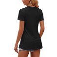 thumbnail image 2 of Frontwalk Ladies T Shirt Crew Neck T-shirt Side Split Summer Tops Women Loose Pullover Short Sleeve Tee Black S, 2 of 3