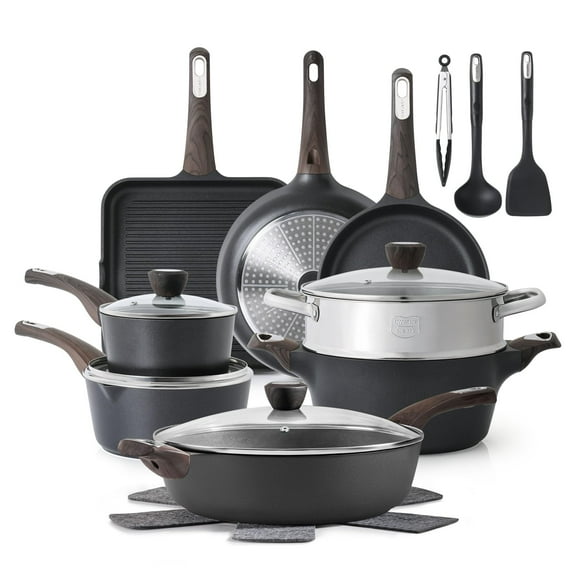 Set de utensilios de cocina SENSARTE, antiadherentes, 20 unidades, para inducción, sin PFOA y PFOS