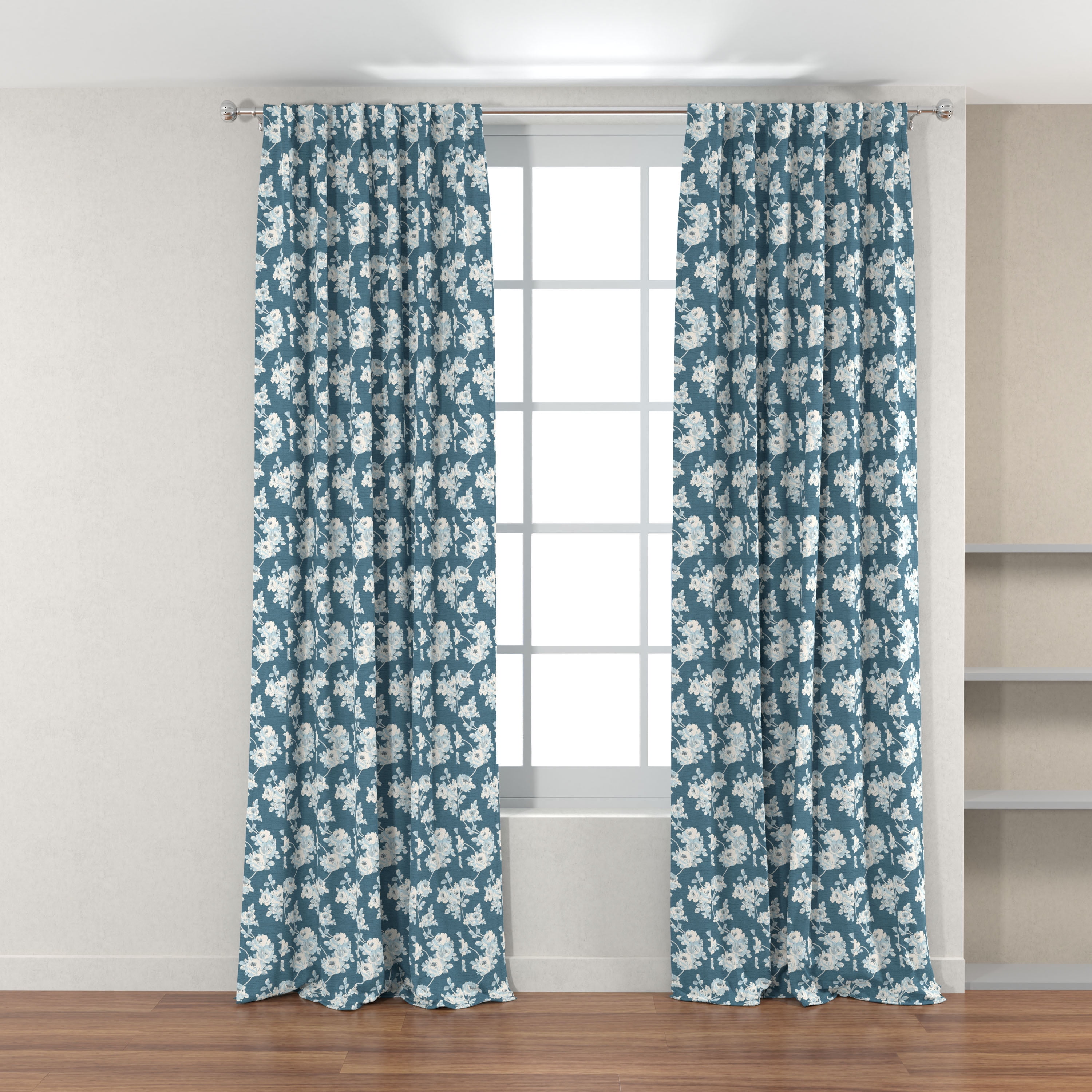 Better Homes & Gardens 100% Cotton Floral Blooms Blue, 2 Yard Precut Fabric