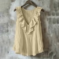thumbnail image 4 of Admvng Women's Tank Top Cotton Deep V Neck uffle Trim Sleeveless Crinkle Textured Lightweight Casual Summer Camisole Blouse, 4 of 5