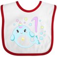 thumbnail image 3 of Inktastic Happy 1st Birthday with Cute Narwhal Stars and Bubbles Boys or Girls Baby Bib, 3 of 4
