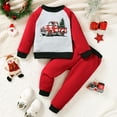 thumbnail image 3 of Boys' Cozy Christmas Tree & Truck Print Sweatshirt and Joggers Set - Casual Long Sleeve Outfit for Fall/Winter, 3 of 9