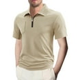 thumbnail image 2 of Taqqpue Men's Waffle Polo Shirts Short Sleeve Quarter Zip Shirts Classic Lightweight Business Casual Stylish Golf Collar Shirt for Men with Pocket, 2 of 9