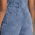 thumbnail image 6 of Sopiago Girls Denim Overalls Kids Sleeveless Wide Leg Jumpsuits for Girls Bib Overall with Pockets (Blue,11-12 Years), 6 of 7