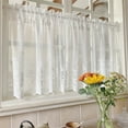 thumbnail image 2 of EFINNY White Lace Short Curtain for Kitchen Window Jacquard Floral Sheer Curtain Valance for Small Window Rod Pocket Top Tulle 1 Piece, 2 of 7