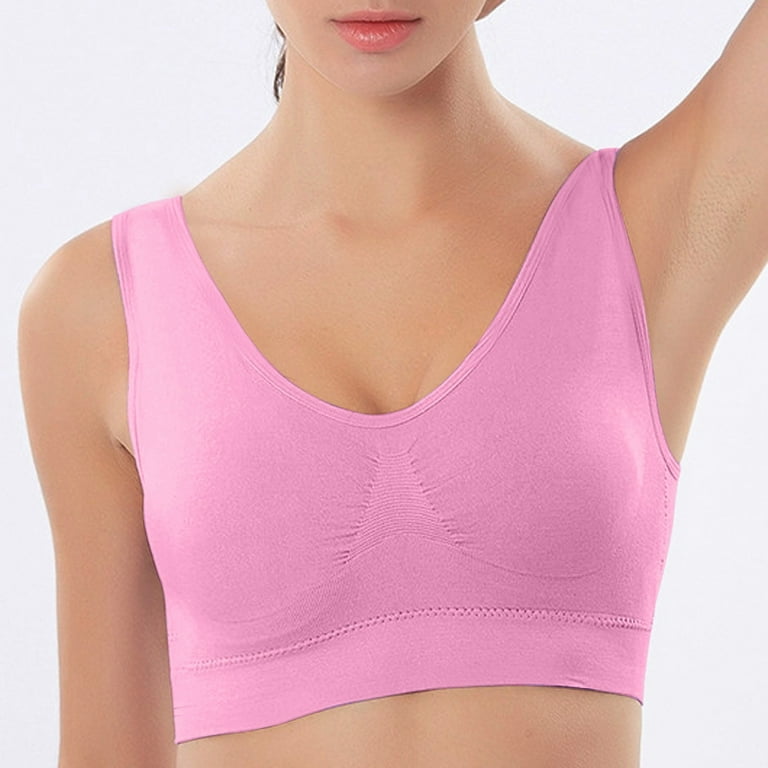 QUYUON Clearance Unlined Bras with Underwire Without Underwire U-shaped  Beauty Back With Breast Pad Everyday Underwear Posture Bras for Women B-10  Pink M 