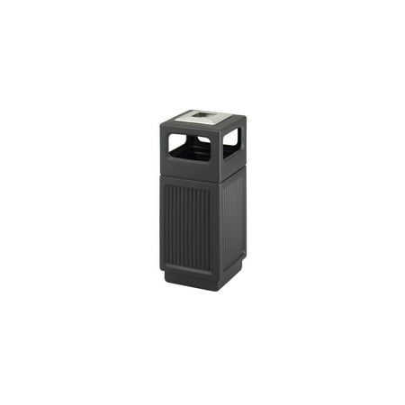 Homestock Coastal Craftsman Waste & Sewage Equipment, Featuring Affordable Fluted Panel Design, And Built-In Uv Inhibitors, 15 Gallon Capacity, Stainless Steel, Black, 13 3/4"W X 13 3/4"D X 32 3/4"H
