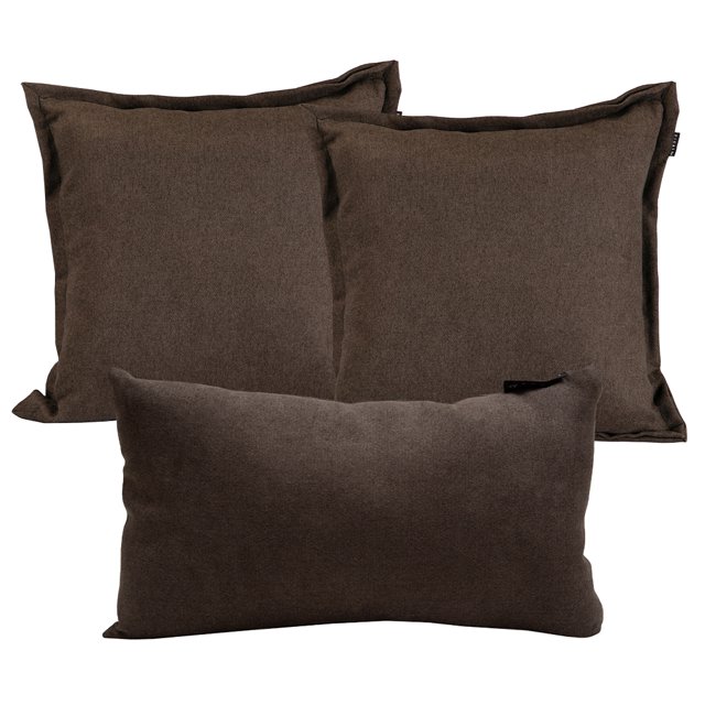 Set de 3 Cojines Decorativos (2 Cuadrados + 1 Rectangular) Bless Chocolate