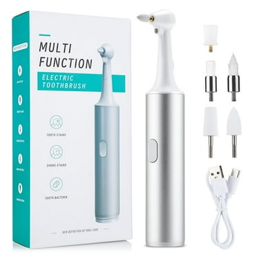 Tooth Polisher,Electric Teeth Polisher Professional with 5 Brush Heads, USB Tooth Whitening Kit, Plaque Remover with LED Light, Dental Polisher for Adults & Kids White