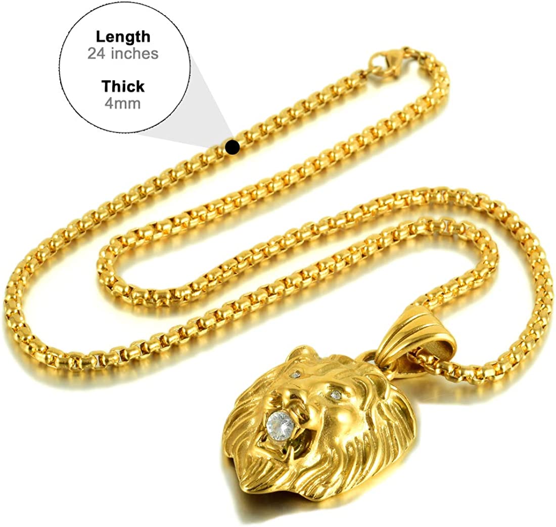 Kingdom 1 Mens Necklace Lion Pendant Necklace, Bigger in Size