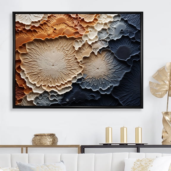 Designart "Tranquil Blue Beige Geode" Stone Geode Floater Framed Canvas Prints