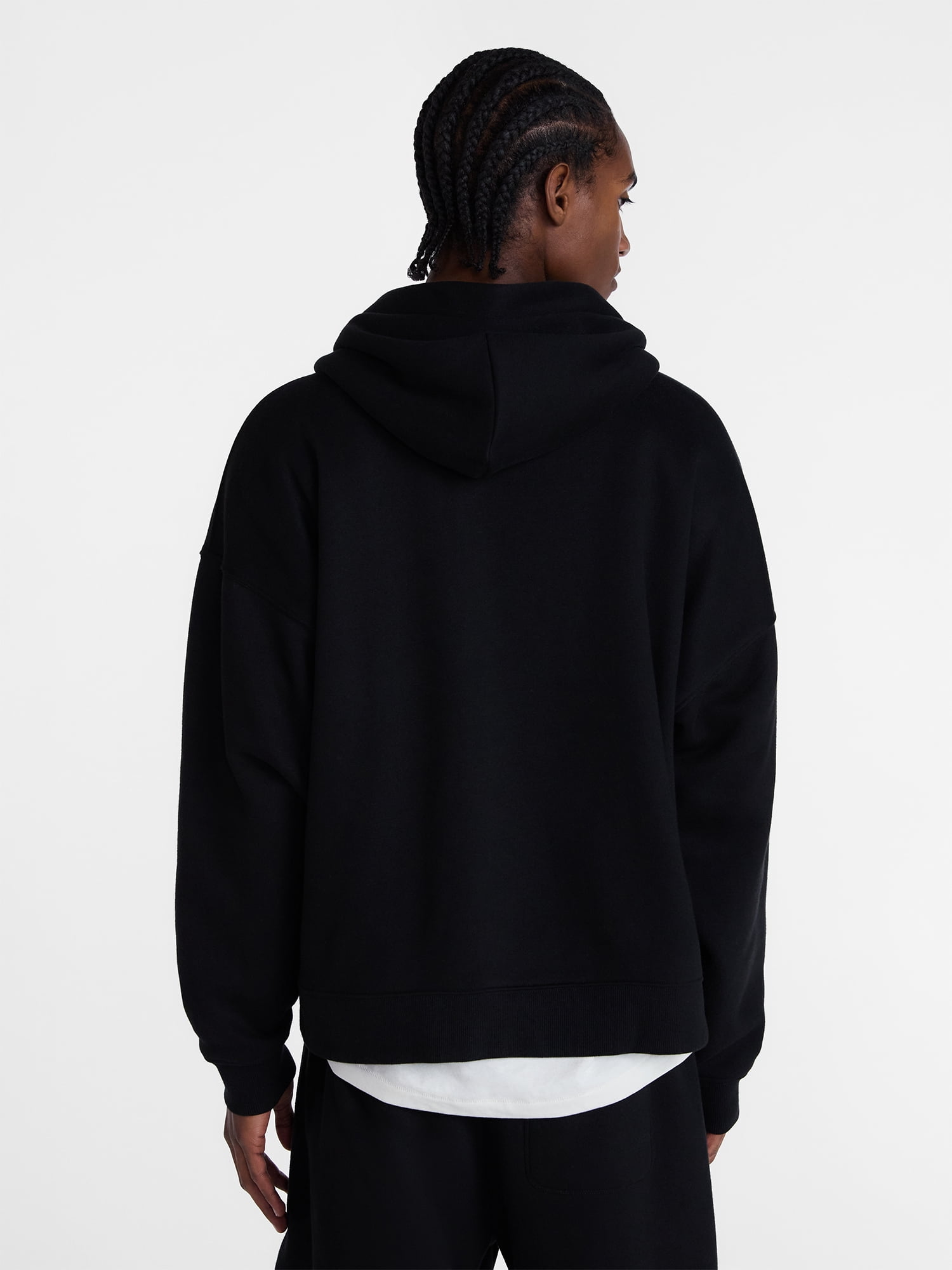 No Boundaries Boxy Fit Oversized Fleece Hoodie with Long Sleeves, Men's XS-4XLT