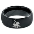 thumbnail image 2 of Tungsten Swan Bird Anatidae Cygnus Swimming Band Ring 8mm Men Women Comfort Fit Black Dome Brushed Polished, 2 of 4
