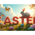 thumbnail image 4 of Colorful Floral Happy Easter Banner with Bunny and Eggs Backdrop Background Party Decorations for Easter Celebrations Photography Props Easter Parties Family Gatherings, 4 of 7