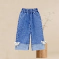 thumbnail image 4 of Auroural Girls Jeans Size 7/8 Pants 7 Year Old Girl Pants Outfits Girls' Jeans Children's Straight Leg Wide Leg Pants Loose And Versatile Elastic Waist Pants Denim Pants Blue 7-8 Years, 4 of 5