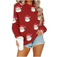 thumbnail image 3 of Christmas Sweatshirts for Womens Crewneck Christmas Printed Shirts Loose Long Sleeve Blouses Casual Merry Xmas Sweatshirt Holiday Party Pullover Sweater Tops, 3 of 4