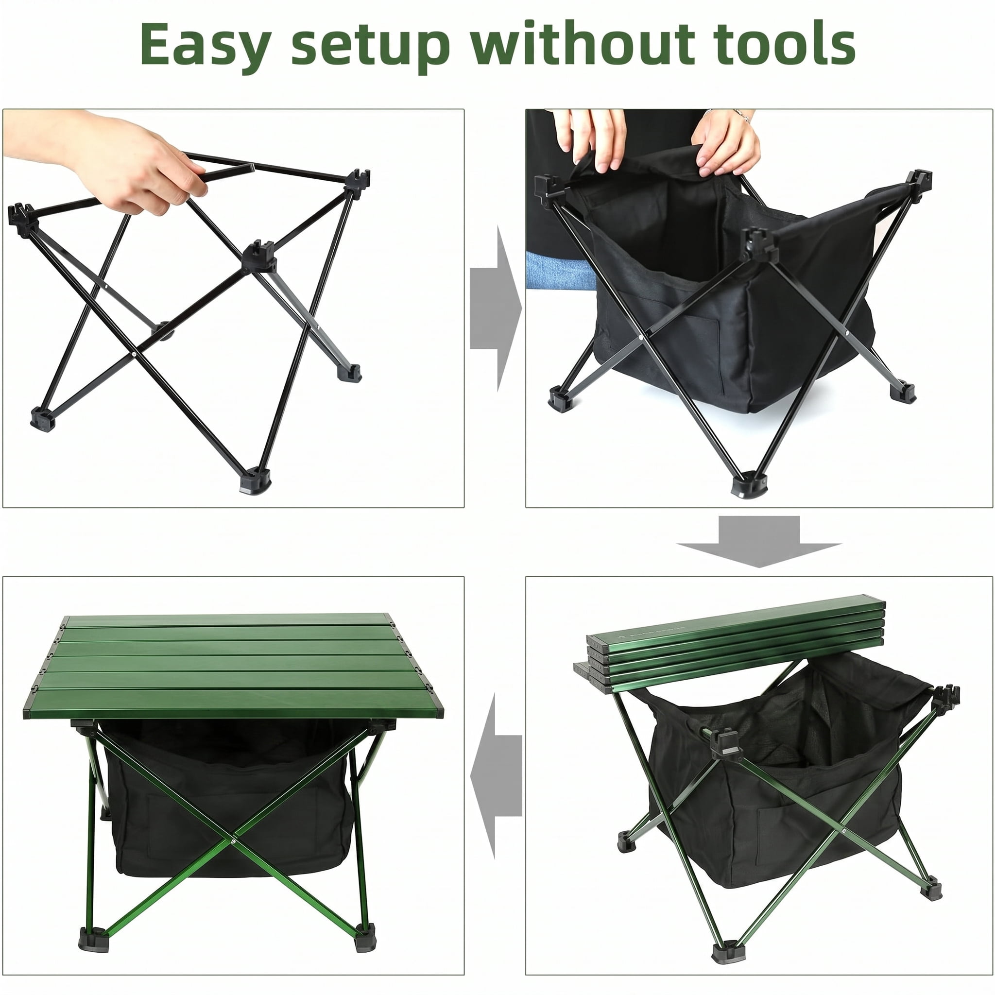 Portable Camping Table Ultralight Aluminum Camp Table with Storage Bag Folding Beach Table for Camping Hiking Backpacking Outdoor Picnic