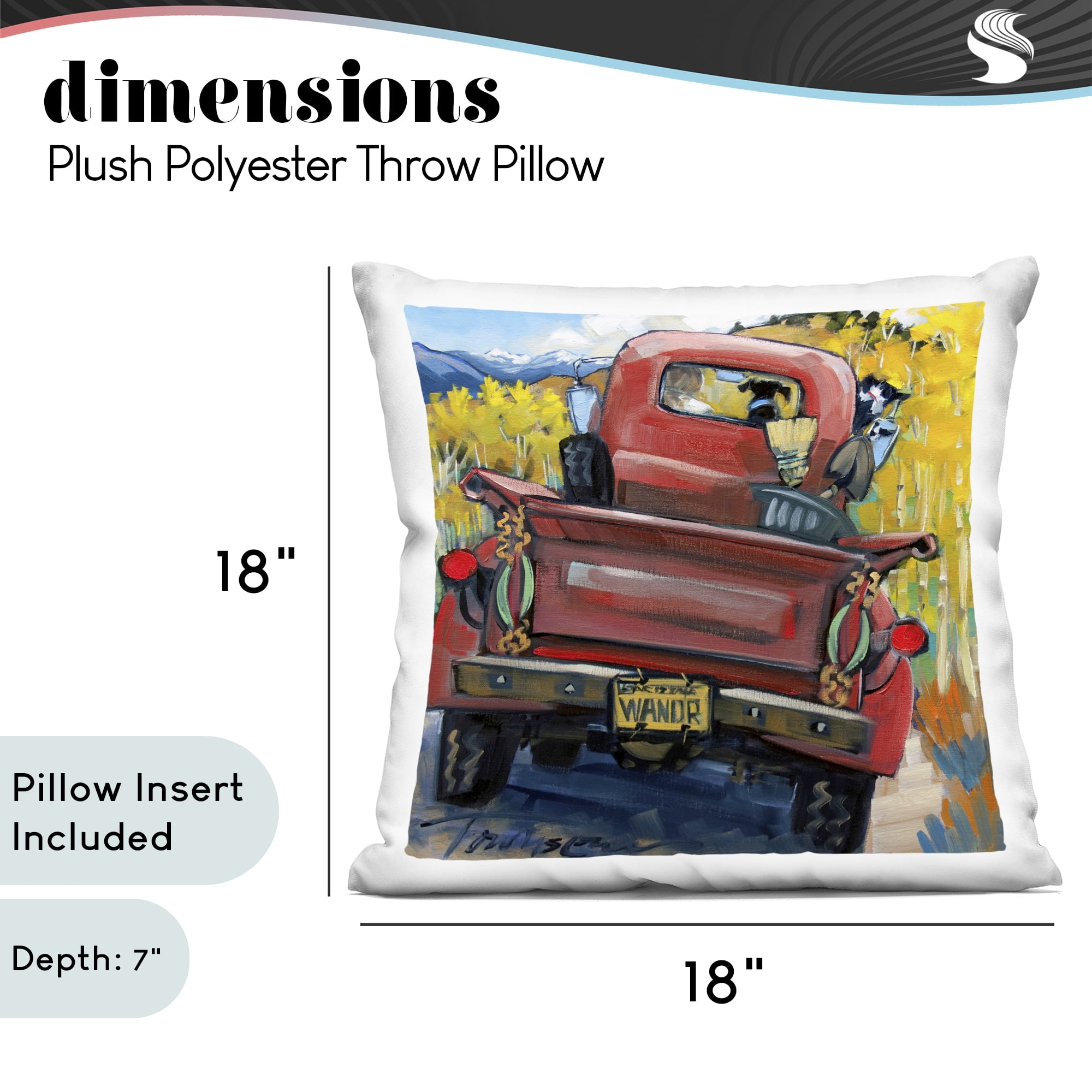 Stupell Industries Wander Truck Through Wheat Grass Decorative Printed Throw Pillow, design by CR Townsend, 18 x 7 x 18