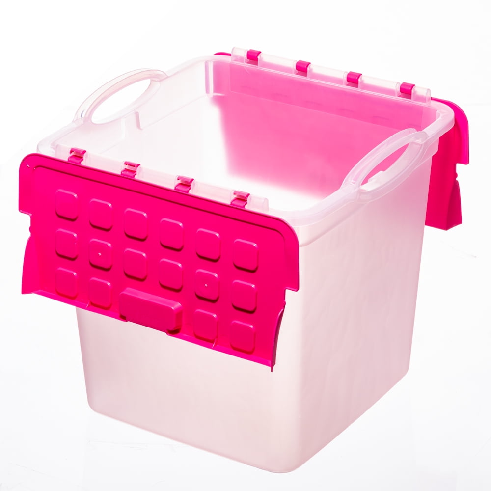 Storage Box With Flip-Top Lid - Pink