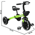 thumbnail image 4 of Triciclo 3 en 1 Plegable para Niño s Convertible a Bicicleta y Balance Bike Luz Sonido Apto a partir de 2 Años o Hasta 25 kg - Verde, 4 of 7