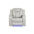 thumbnail image 2 of Benz LED & Power Reclining 3 Pc Set Made With Faux Leather in Ice/ White, 2 of 20