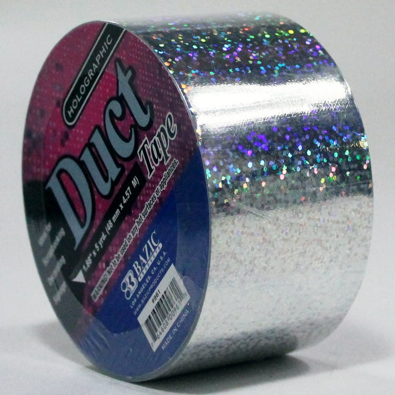 Duct Tape Holographic Print Designer Crafting Decorative Shiny Color - 1.88  inch. x 5 yd (Silver)