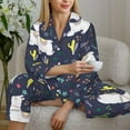 thumbnail image 6 of Pajama Sets for Women 2 Pcs, Cartoon Cute Alpaca Cactus Flower Button Down Long Sleeve Sleepwear Lounge PJ Sets, 6 of 6