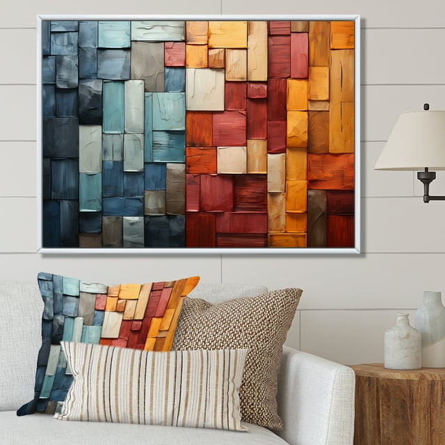 Designart Forest framed wall Art, Forest Red brown composition I , Forest framed wall art decor, Multi-Color Traditional White Framed Wall Art, 40x30 inches White Color Frame