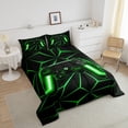 thumbnail image 3 of Gaming Comforter Set Twin Size Game Room Decor, Video Game Gamer Comforter Teens Black and Green Gamepad Console Bedding Set All Season, Lightweight Warm Durable, 3 of 5