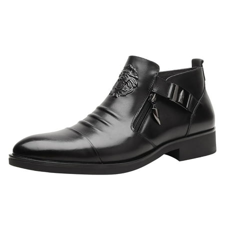 

Foreign Trade Men s Embossed Double Side Zipper Europe And The United States Ankle Boots Men s Boots Leather Shoes