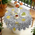 thumbnail image 4 of Round Tablecloth 60 Inch Table Cover with Daisy Print Wrinkle Free for Kitchen Dining, 4 of 5