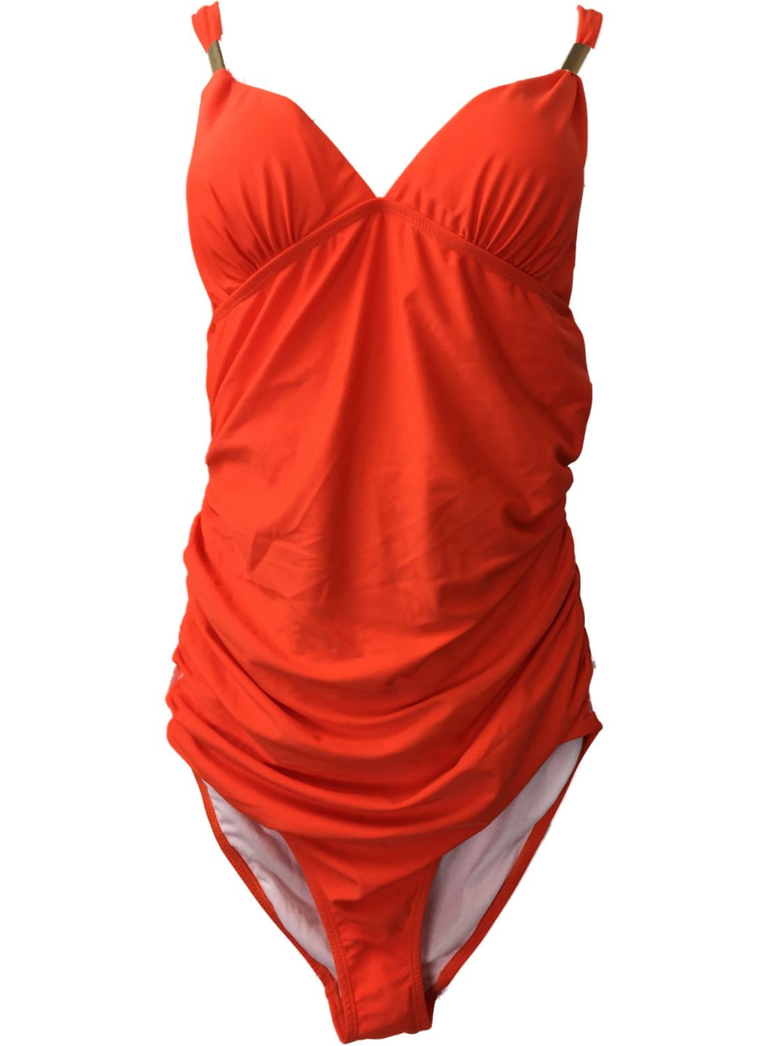 orange flower bathing suit