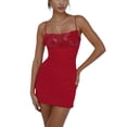 thumbnail image 2 of LMLYSoH Women's Bodycon Mini Dress, Sleeveless Spaghetti Strap Lace Patchwork Short Dress, 2 of 4