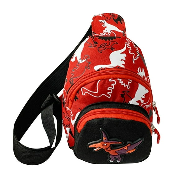 Yucurem Cartoon Waist Bags Dinosaur Simple Fanny Pack Outdoor Daily Bag (Red) Children's wallets (Red)