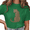 1-Green, variant on Women's White Sitting Cheetah Profile Silhouette Graphic Short Sleeve T-Shirt Soft Cotton Crewneck Top