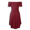 thumbnail image 2 of Plus Size Off Shoulder Short Sleeve Skater Dress for Women - Elegant High Low Fashion Outfit for - Stylish Comfortable Fit - for Parties and Events, 2 of 8